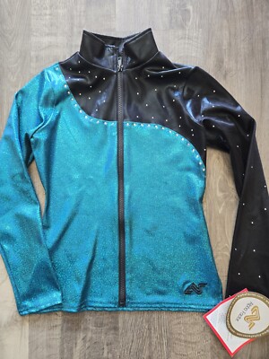 ALPHA FACTOR Zip Top Girls Sz L CLA Child Gymnastics Competition Top Contenders