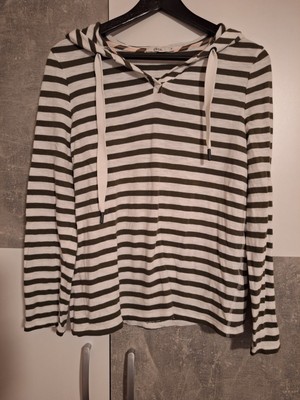 Schöner Cecil Damen Kapuzen Pullover Sommer Strick Gr. S oliv gestreift NEU