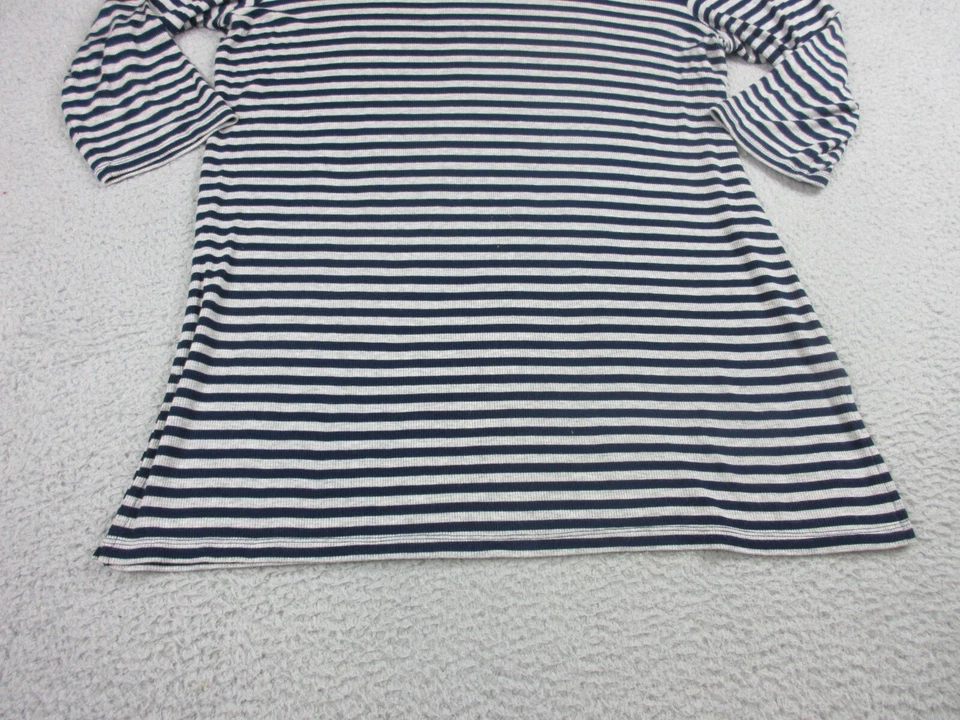 Chicos Zenergy 束腰上衣女式 3 蓝色条纹长袖弹力 40x32 — 第 3/4 张图片