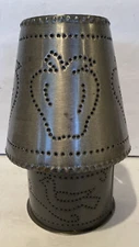 Punched Tin Lamp Apple and Heart Base And Lamp Shade Country USA Primitive