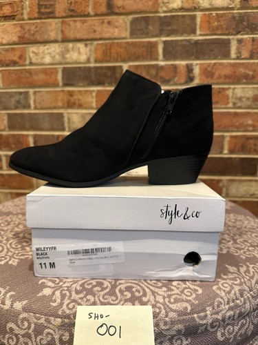 Style & Co. Womens Wileyy Flat Ankle Boots Side Zip Black Size 11M - Picture 4 of 4