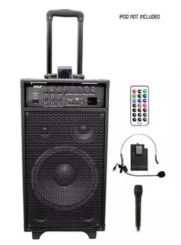 New Pyle PWMA1090UI 800W Wireless Portable PA System iPod Dock USB