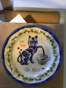 1 New Nathalie Lete Anthropologie Cat Teapot Francophile Dinner Plate Ebay