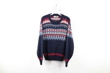 Vintage 60s 70s Streetwear Mens Small Fair Isle Nordic Knit Crewneck Sweater