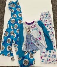 Frozen Girls Kid's 3 Piece Plush Hooded Robe and Pajama Set Medium 8