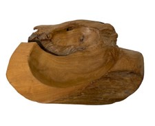 PTMD Vintage Drace Wood Teak Bowl-Live Raw Edge-12x11x2.5  