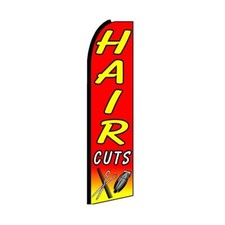 Hair Cuts Swooper Flutter Feather Flag  3ft W x 11.5ft Tall