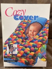 Cozy Cover Infant Baby Car Seat Carrier Colorful Frogs Print Reversible Vintage