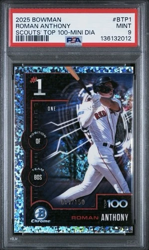 2025 Bowman Scouts Top 100 Chrome Roman Anthony Mini-Diamond  /150 PSA 9