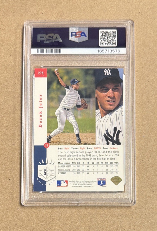 1993 UD SP Baseball Derek Jeter New York Yankees Foil Rookie Card #279 PSA 6 view 2