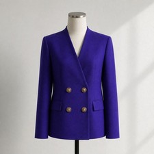 Christian Dior The Suit Petites Purple Wool Double Breasted Blazer 6P
