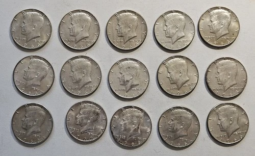 Lot of 15 1966 Kennedy Half Dollars 40% Silver