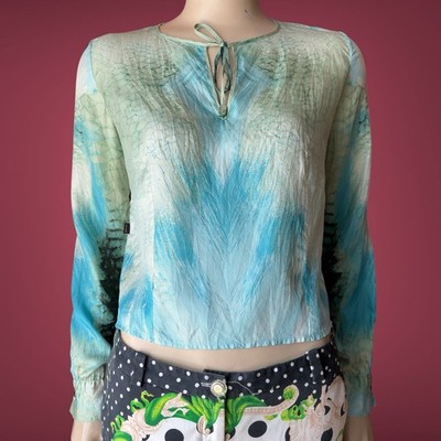 Roberto Just Cavalli Y2K VTG Floral Blouse Top Size S