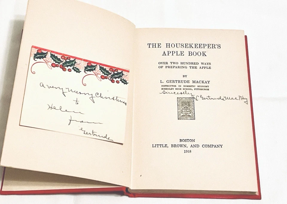 The Housekeeper's Apple Book Cookbook  1918 Signed/Inscribed L. Gertrude MacKay - Image 2 of 4