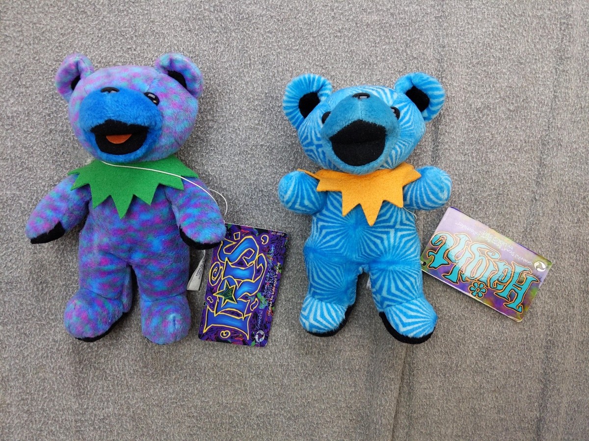 Berkley Grateful Dead Bear Plush Lot 2 Small Blue Purple Tie Dye