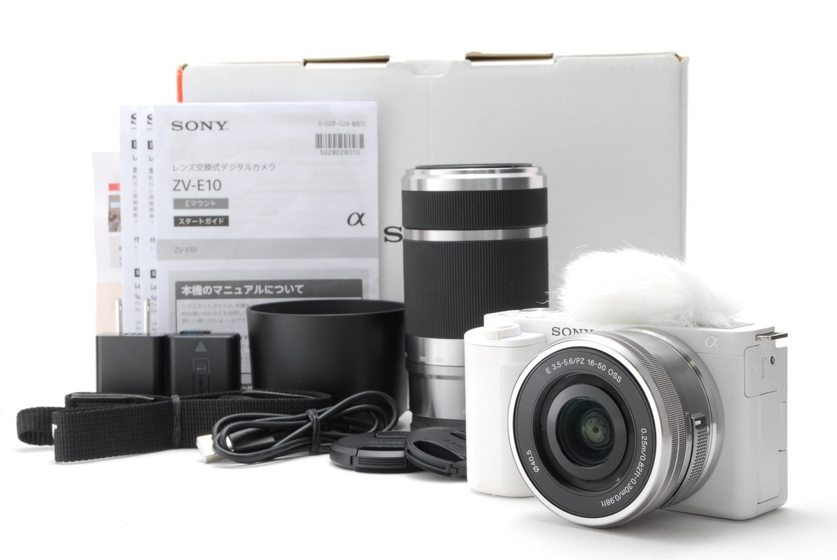 SC178] Sony ZV-E10 Mirrorless Camera White w/ 16-50mm & 55-210mm