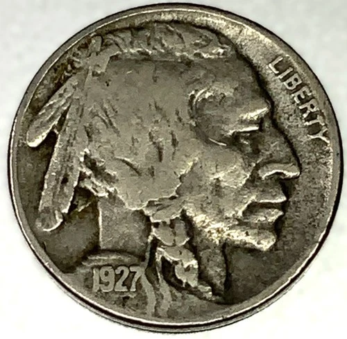 1927-P Buffalo Nickel 5C Fine (F) FULL DATE Philadelphia Actual Coin Shown -2123