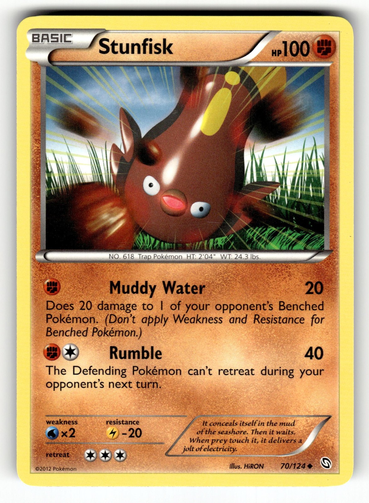 Pokemon: Dragons Exalted Stunfisk #70/124 Stunfisk- Uncommon,Regular.VO5