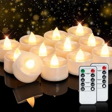 24pcs Flameless LED Tea Lights with Remote & Timer, 400+Hours Realistic Flick...