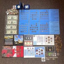 Estate Lot of Coins & Currency - Canada Sets, Old US Coins, Old Bills & More