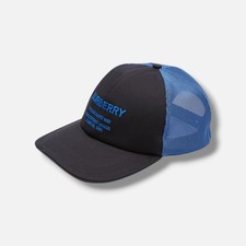Burberry Men's Blue Black Horseferry Logo Two-Toned Baseball Cap Hat Size XL