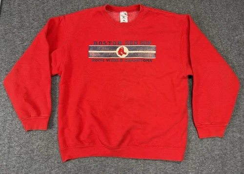 VTG Boston Red Sox Sweater Mens Large MLB Fruit of the Loom Pullover Grunge
