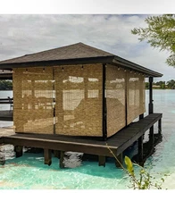 Forever Bamboo Light-Filtering Cord-Free Bamboo Reed Roll-Up Blind Shades NIB