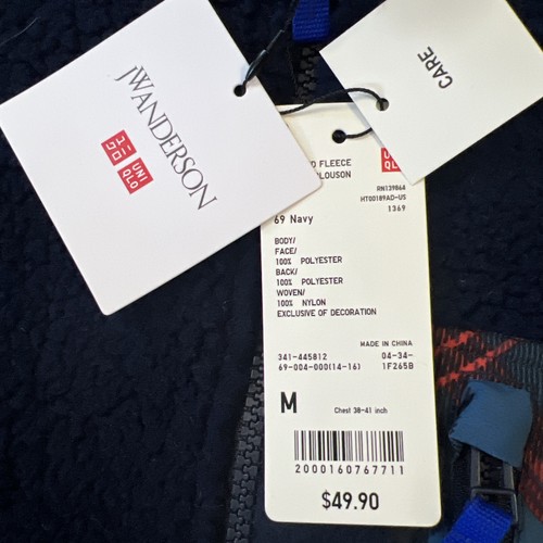 GIUBBINO PILE UNIQLO J W ANDERSON NAVY NUOVO CON ETICHETTE taglia M - Foto 4 di 5