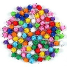 100 Pcs Cat Sparkle Pom Pom Balls Glitter Toys Assorted Colors Interactive Toys
