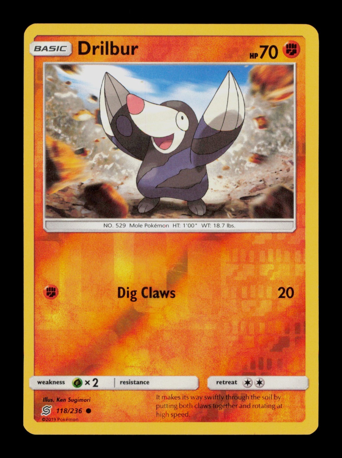 Drilbur 118/236 Pokemon Unified Minds Holo Trading Card TC