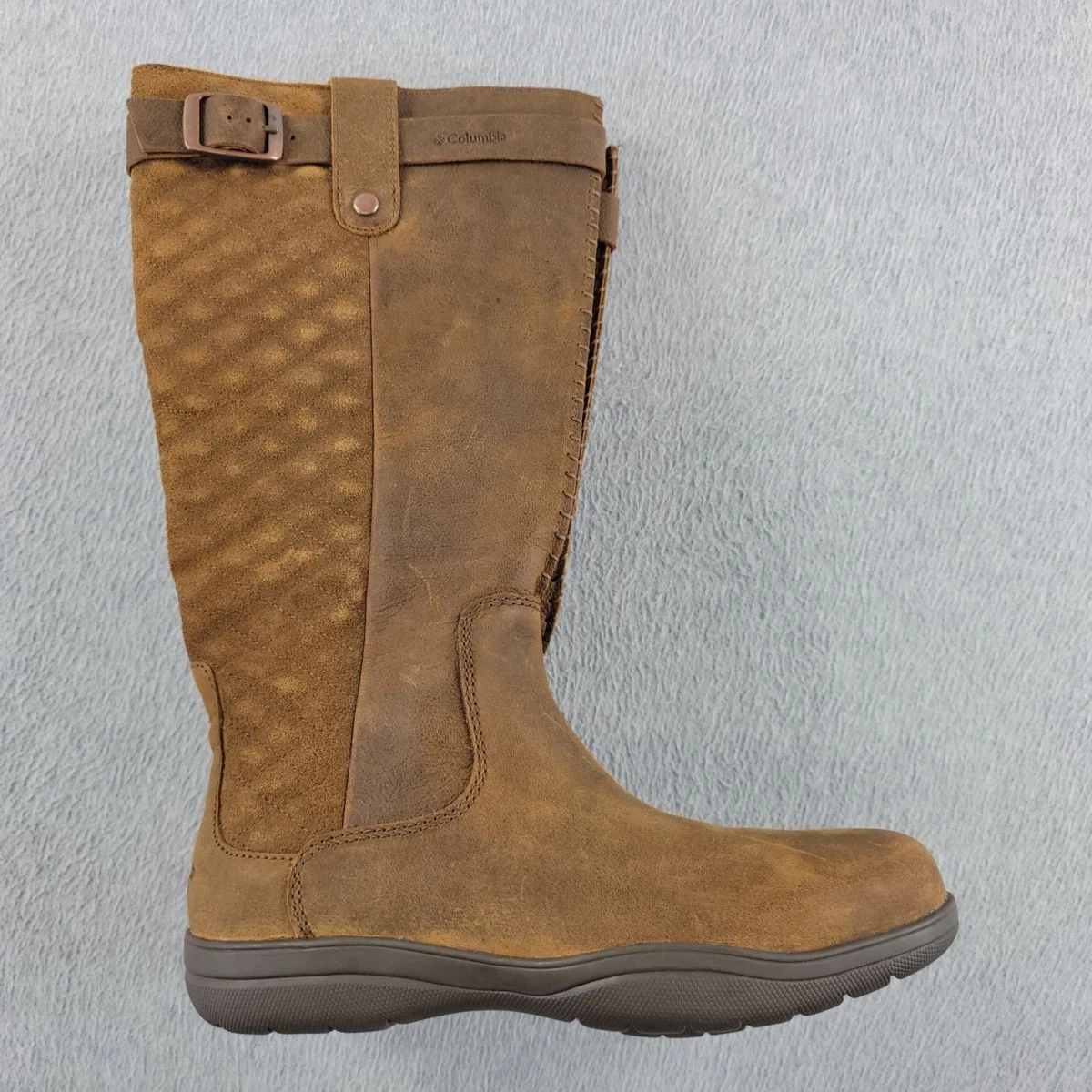 Columbia Weatherproof Boots Women 7 Brown Leather Winter Suede Zipper Mid Calf