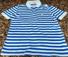 Authentic Burberry Men  s Polo Size SMALL Stripe Light  Dark Blue POLO SHIRT