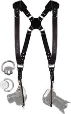Dual Camera Harness Leather Camera Strap for DSLR SLR, All-Day Comfort
