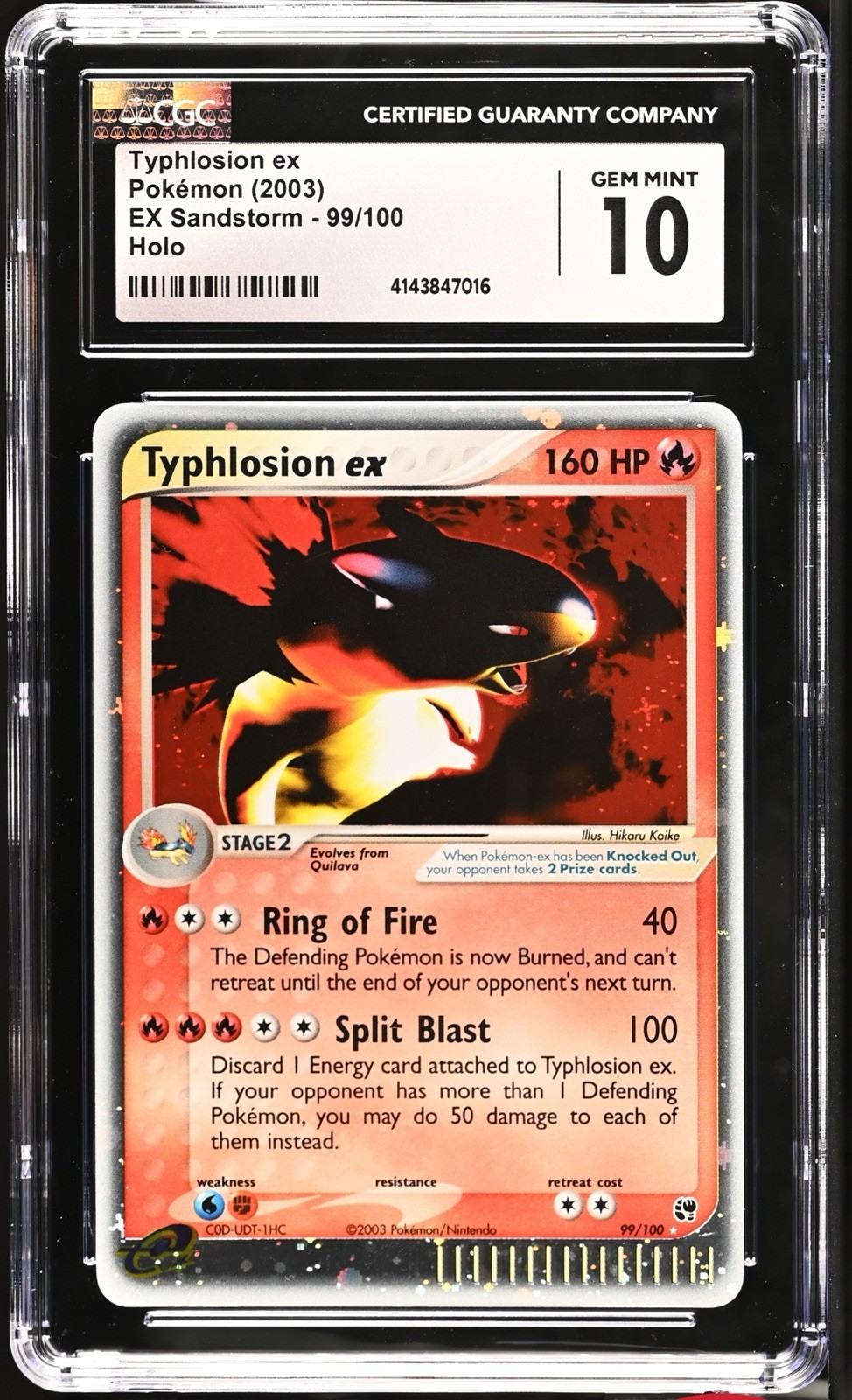 Typhlosion EX Sandstorm Holo Ultra Rare Card 99/100 CGC 10