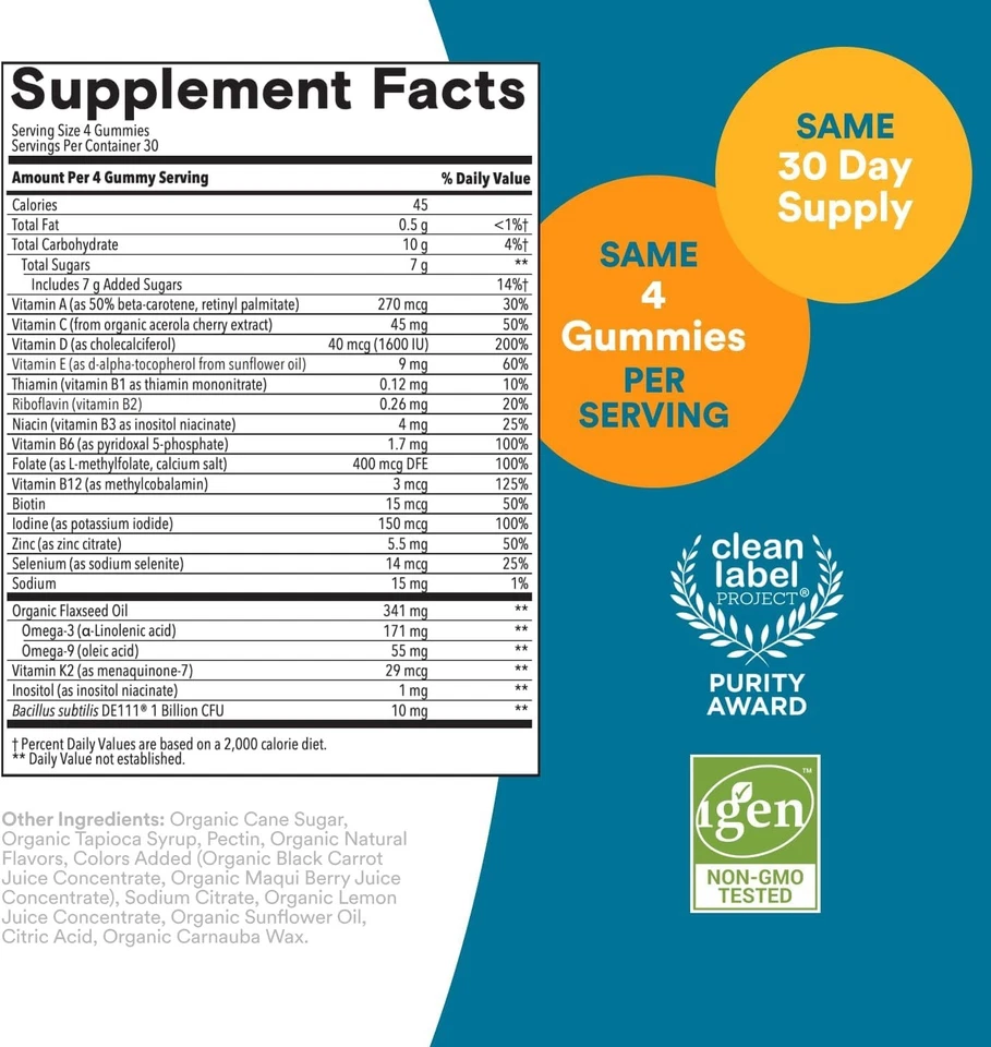 Gomas multivitamínicas masculinas SmartyPants - Fórmula melhorada Omega 3 - EXP 04/2026 - Imagem 2 de 4