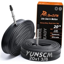 2-PCS 20x1 3/8 Heavy Duty Bike Tubes 20 x 1 3/8 FV60mm Presta Valve Premium