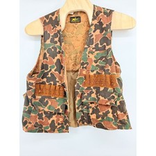 Vintage Kmart Hunting Vest Mens XL Brown Duck Hunter Camo Canvas Shell Loops