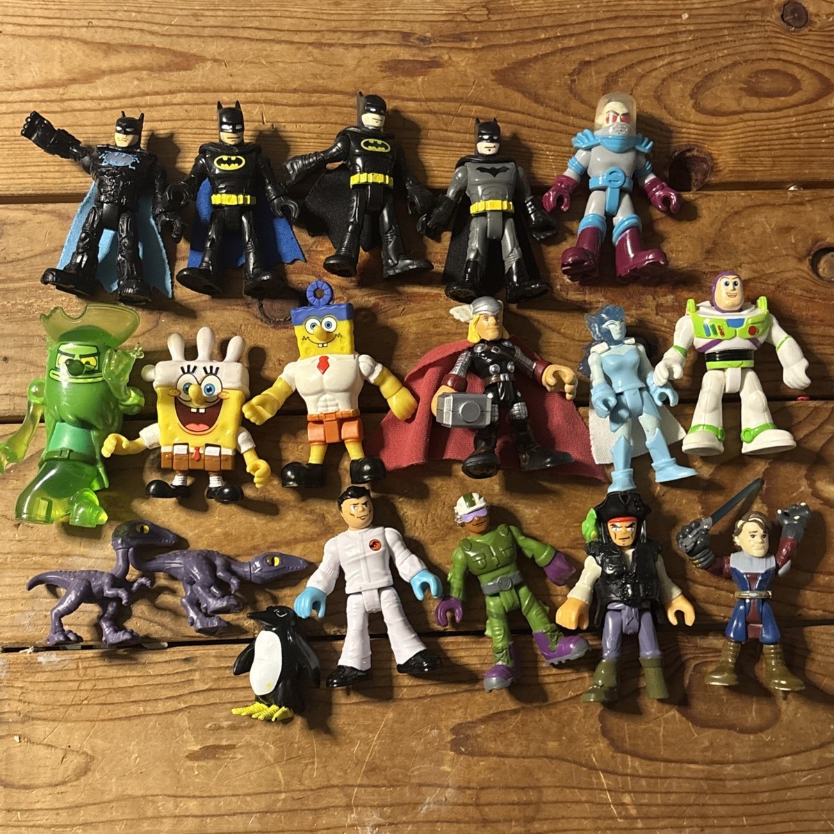 Imaginext Figures Lot Of 18 SpongeBob Flying Dutchman Batman Thor