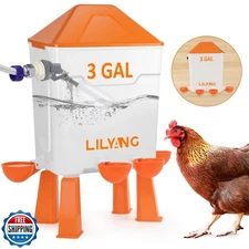 Lilyang Automatic Chicken Waterer 3 Gallon | Float-Control Poultry Waterer, H