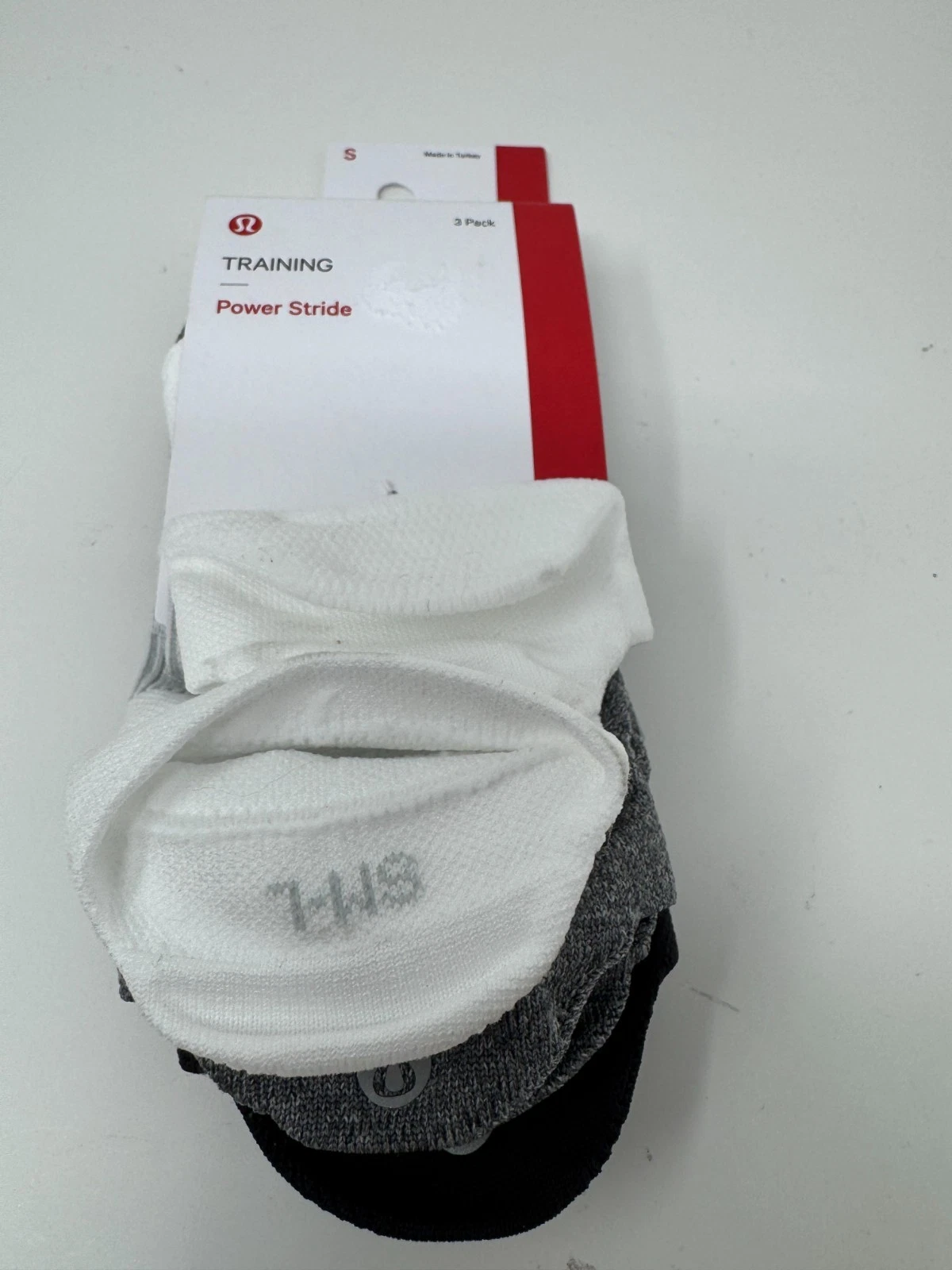 Lululemon Power Stride Tab Running 3 Pairs White Gray Black Women's Size S 4-6