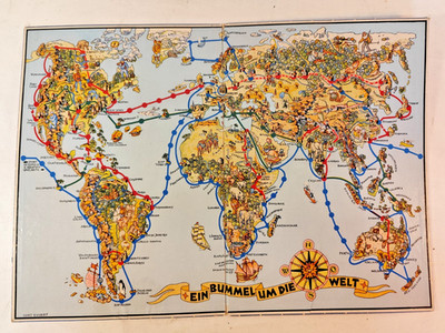 Game board only game board a stroll around the world K. Eggert travel game dice game