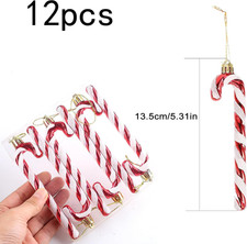DAHI 12 Pezzi Decorazioni per Albero di Natale, Bastoncini di Zucchero Natalizi, da Appendere, Plastica Candy Cane Decorazioni Albero di Natale (Blu-A