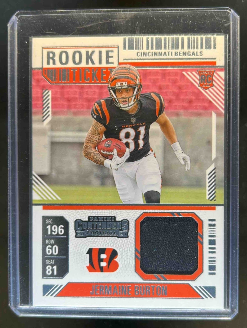 Jermaine Burton Panini Contenders Rookie Ticket Swatches #RTSJBN Base