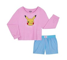 NEW Pok mon Pikachu Girls 2 Piece Pajama Set Long Sleeve M7-8