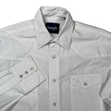 Wrangler Western Shirt Men Small White Pearl Snap Long Sleeve Cowboy Rodeo