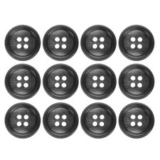 12pcs Resin Sewing Button 18mm 11/16" 4 Holes Round Coat Buttons Black