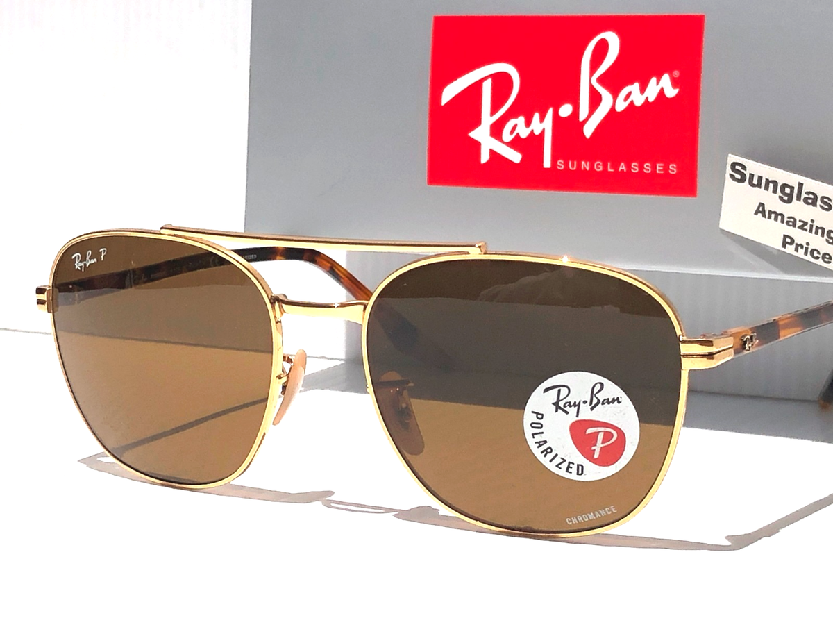 NEW Ray Ban Arista Shiny Gold POLARIZED Brown Lens Sunglass RB