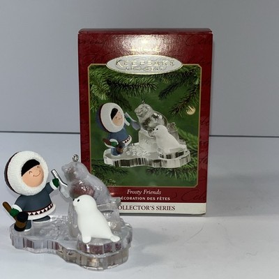 Vtg  2000 Hallmark Keepsake Ornament Frosty Friends Eskimo & Seal Ice Sculpture