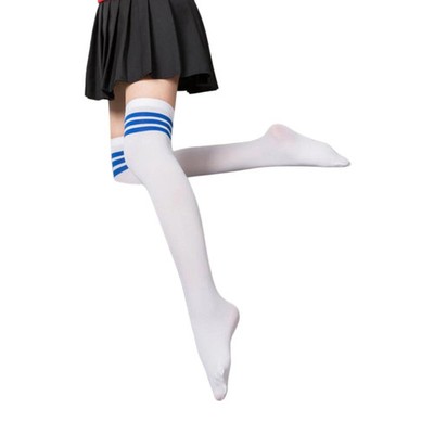 Thigh High Socks Over The Knee Stockings Women Girls Long Tube Striped Socks
