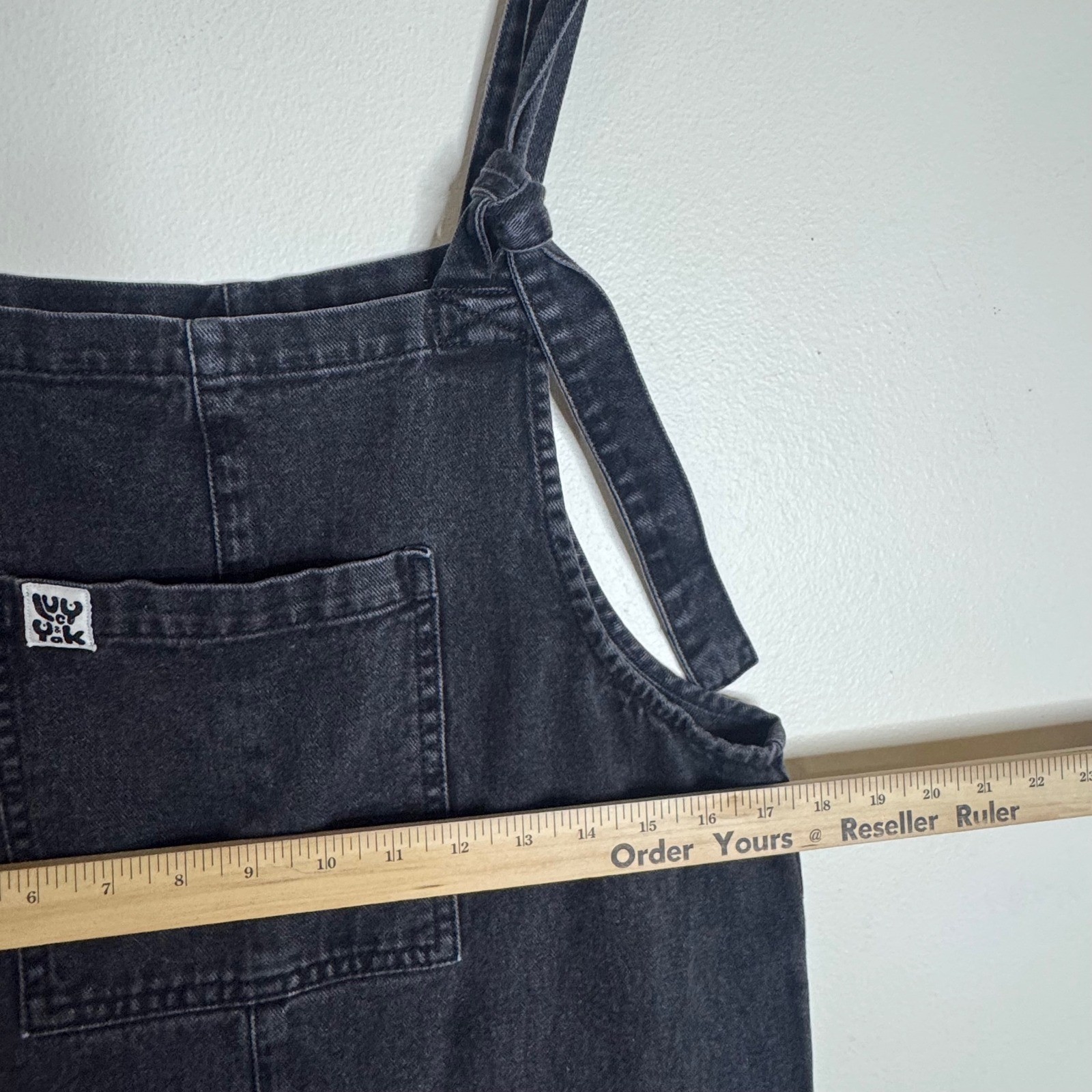 Lucy & Yak Women's Original Dungaree Black Organic Denim Overalls S/R image 5